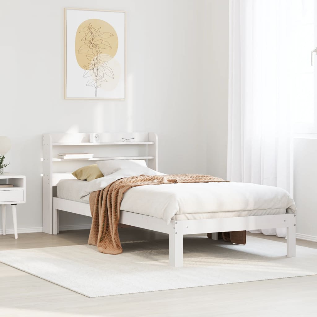 Bedframe met hoofdeinde 100x200 cm massief grenenhout wit