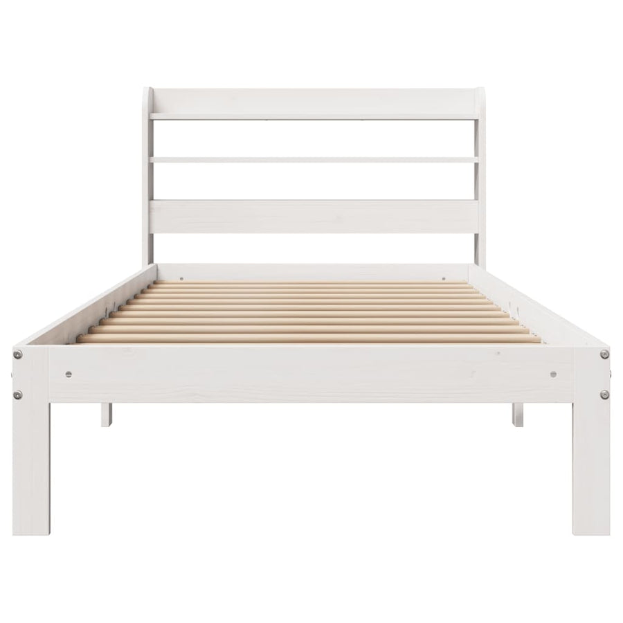 Bedframe met hoofdeinde 100x200 cm massief grenenhout wit