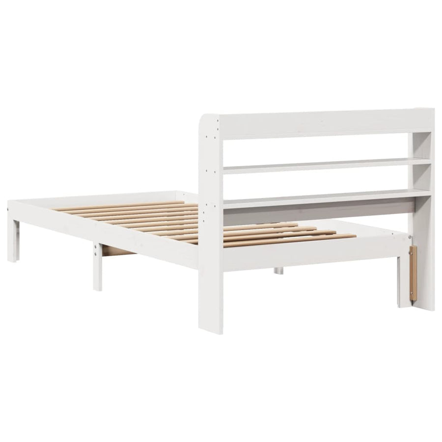 Bedframe met hoofdeinde 100x200 cm massief grenenhout wit