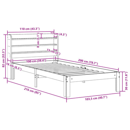 Bedframe met hoofdeinde 100x200 cm massief grenenhout wit