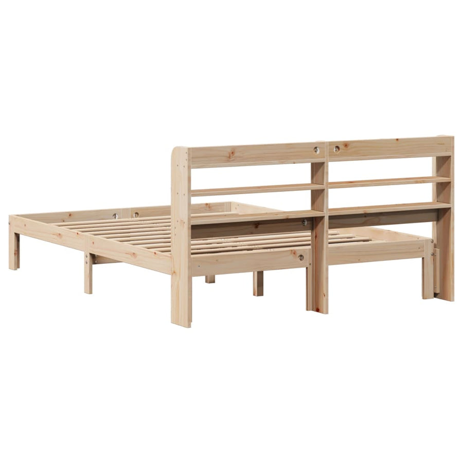 Bedframe met hoofdbord massief grenenhout 150x200 cm