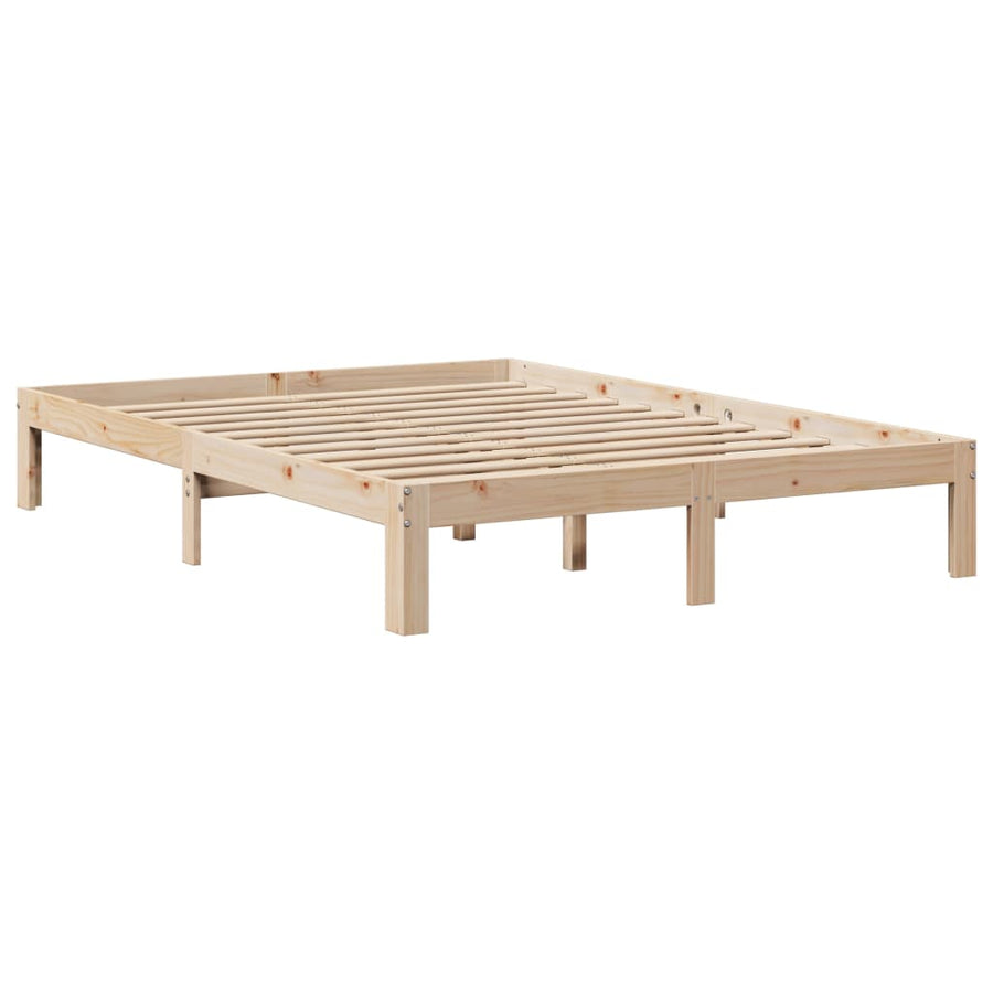 Bedframe met hoofdbord massief grenenhout 150x200 cm