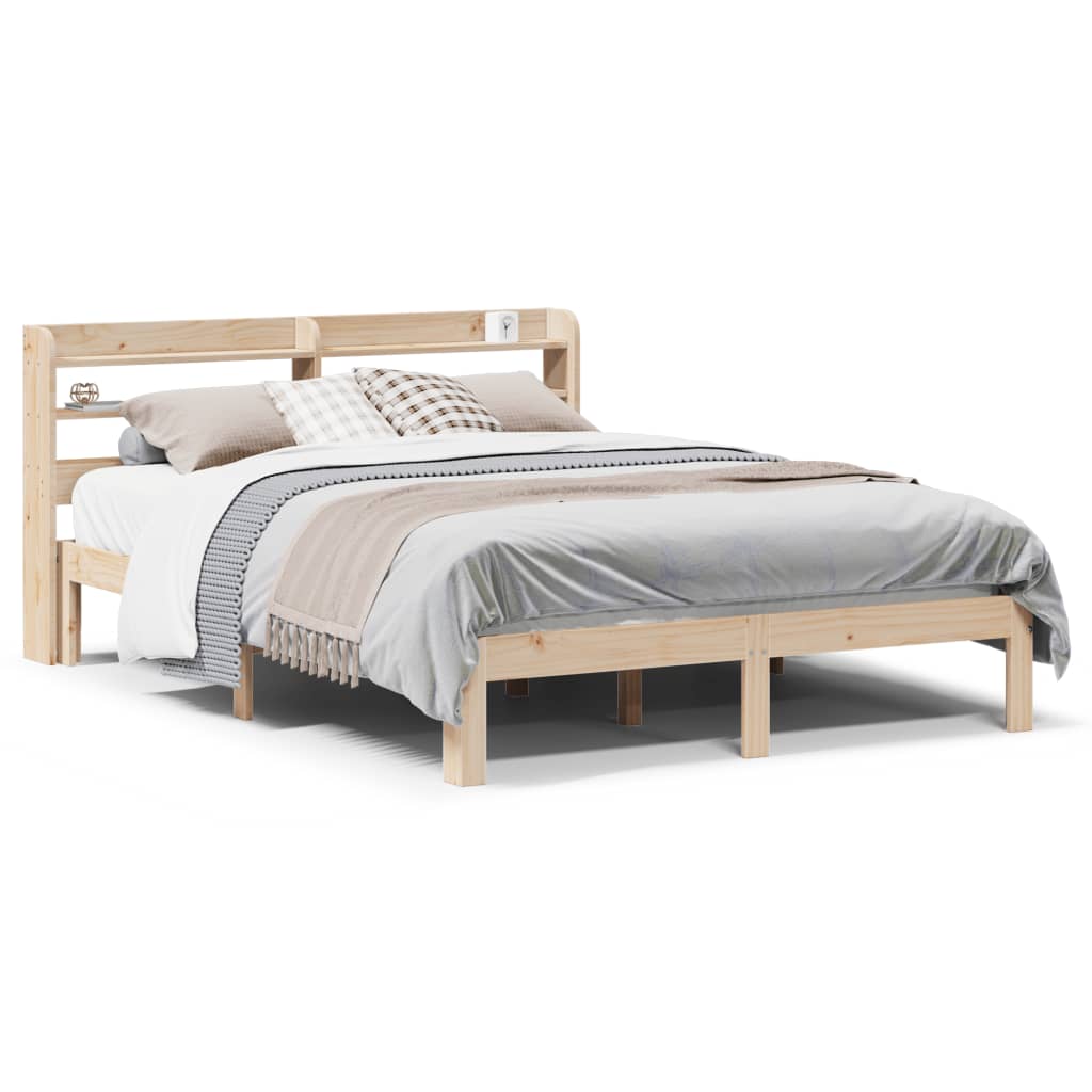Bedframe met hoofdbord massief grenenhout 150x200 cm
