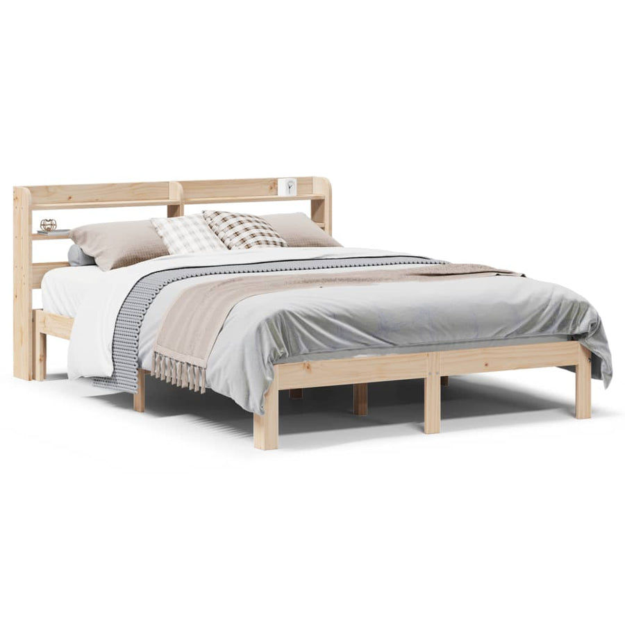 Bedframe met hoofdbord massief grenenhout 150x200 cm