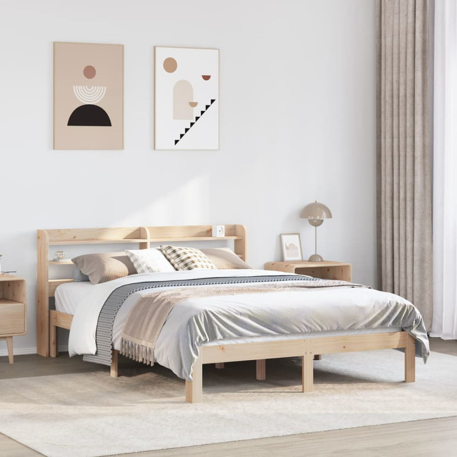 Bedframe met hoofdbord massief grenenhout 160x200 cm