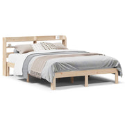 Solid pine bed frame with headboard 160x200 cm