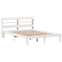 Bedframe met hoofdbord massief grenenhout wit 160x200 cm