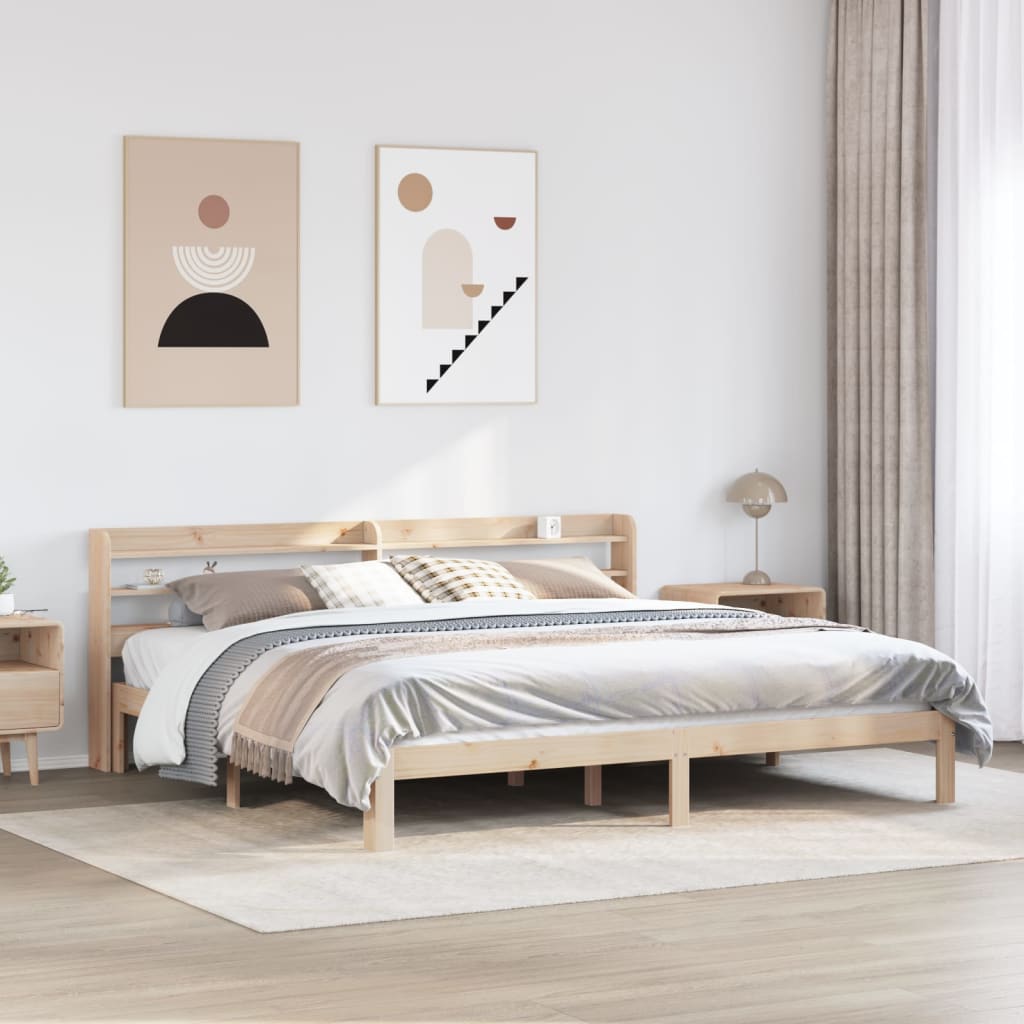 Bedframe met hoofdbord massief grenenhout 180x200 cm