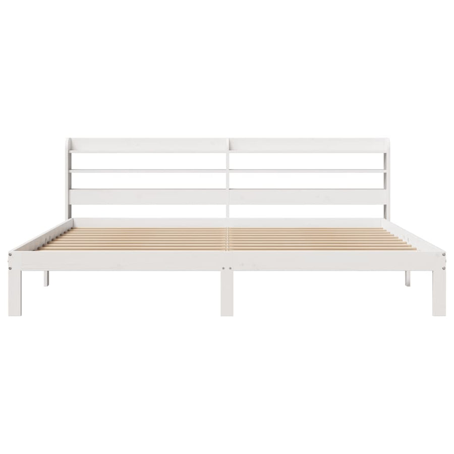 Bedframe met hoofdbord massief grenenhout wit 180x200 cm