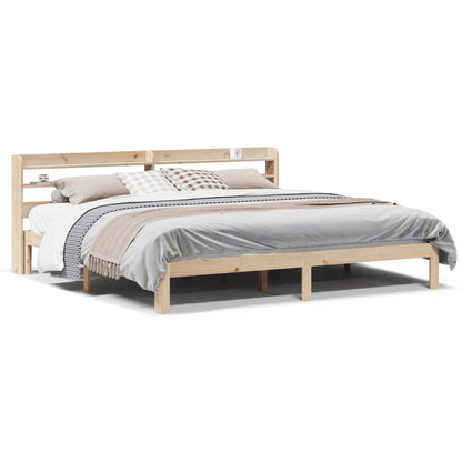 Bedframe Met Hoofdbord Massief Grenenhout 200 x 200 cm Naturel