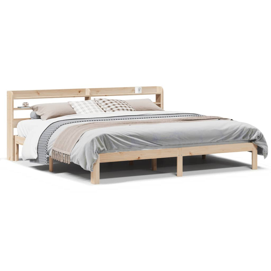 Bedframe Met Hoofdbord Massief Grenenhout 200 x 200 cm Naturel