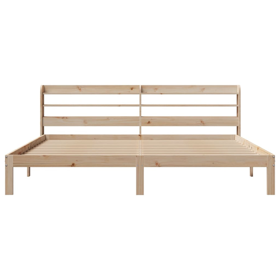 Bedframe Met Hoofdbord Massief Grenenhout 200 x 200 cm Naturel