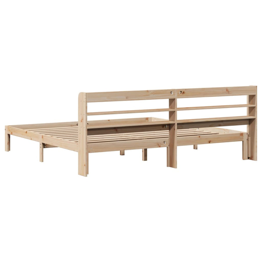 Bedframe Met Hoofdbord Massief Grenenhout 200 x 200 cm Naturel
