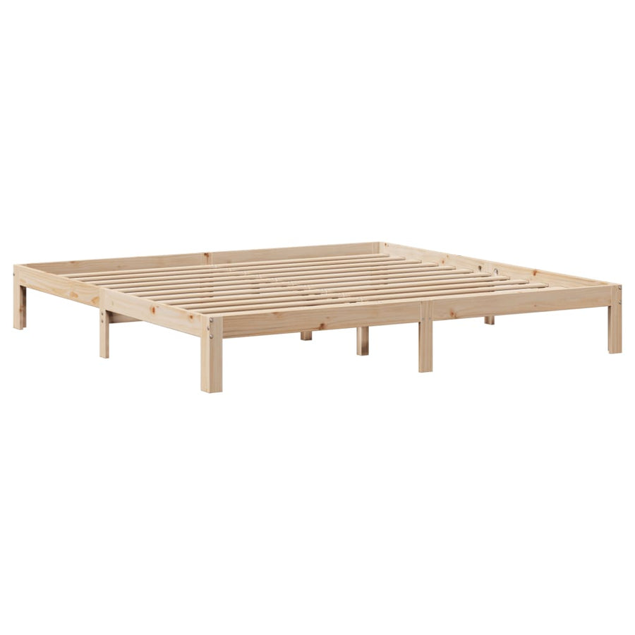 Bedframe Met Hoofdbord Massief Grenenhout 200 x 200 cm Naturel