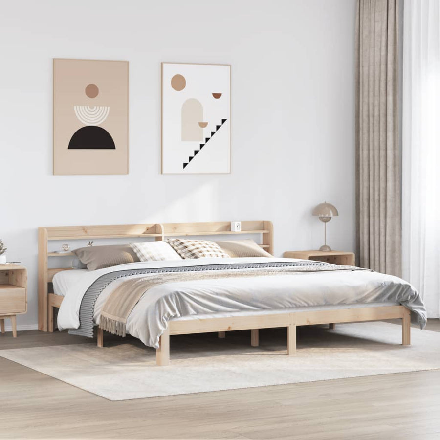 Bedframe Met Hoofdbord Massief Grenenhout 200 x 200 cm Naturel