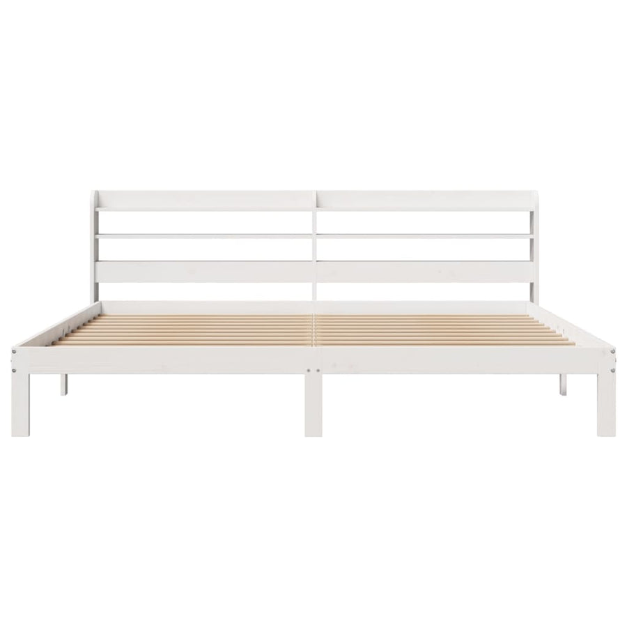 Bedframe met hoofdbord massief grenenhout wit 200x200 cm