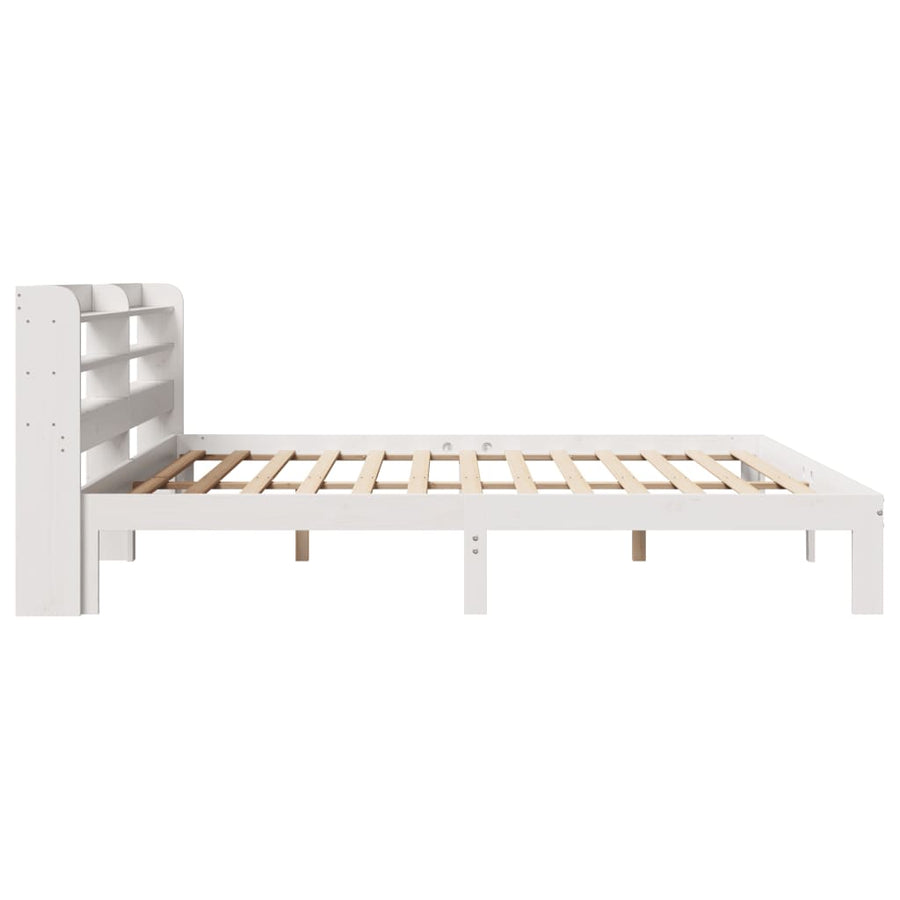 Bedframe met hoofdbord massief grenenhout wit 200x200 cm