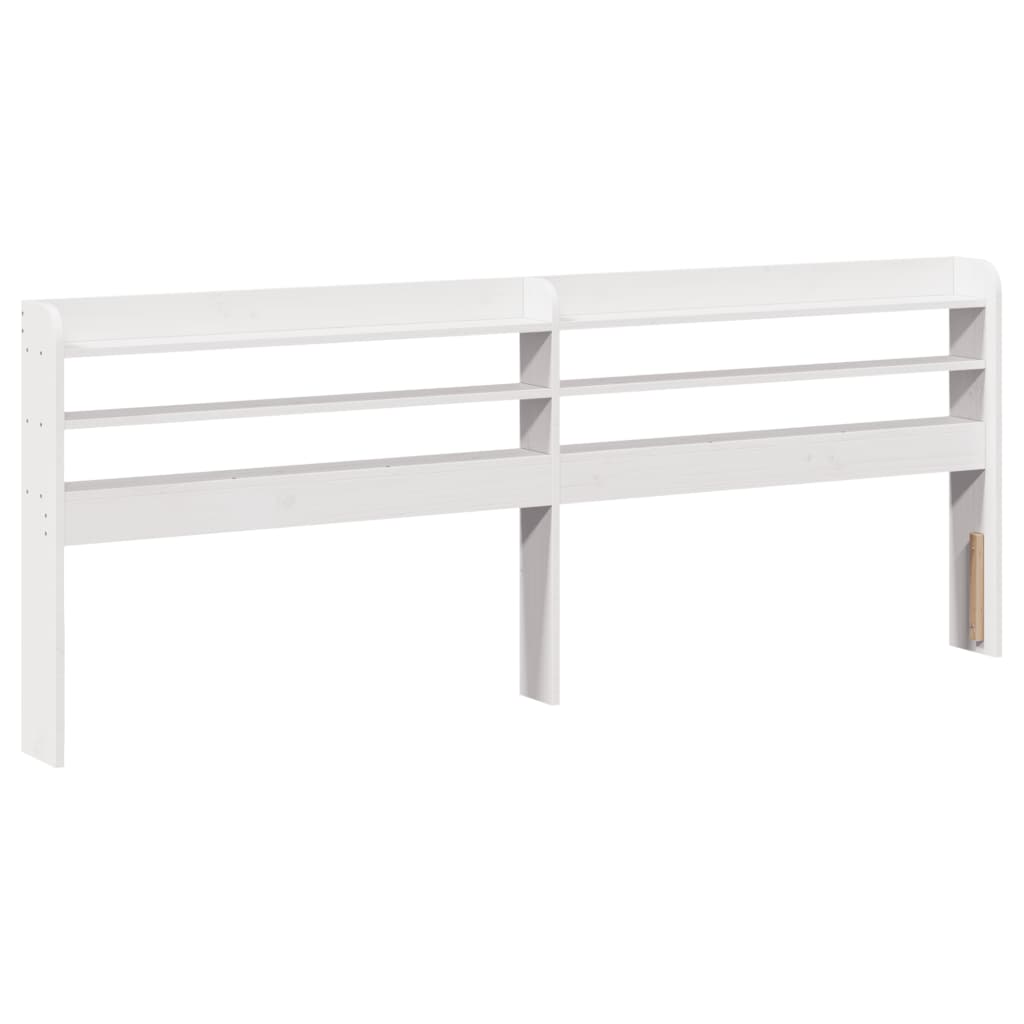 Bedframe met hoofdbord massief grenenhout wit 200x200 cm