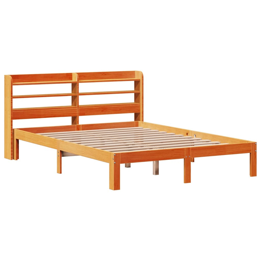 Bedframe zonder matras massief grenenhout wasbruin 120x190 cm