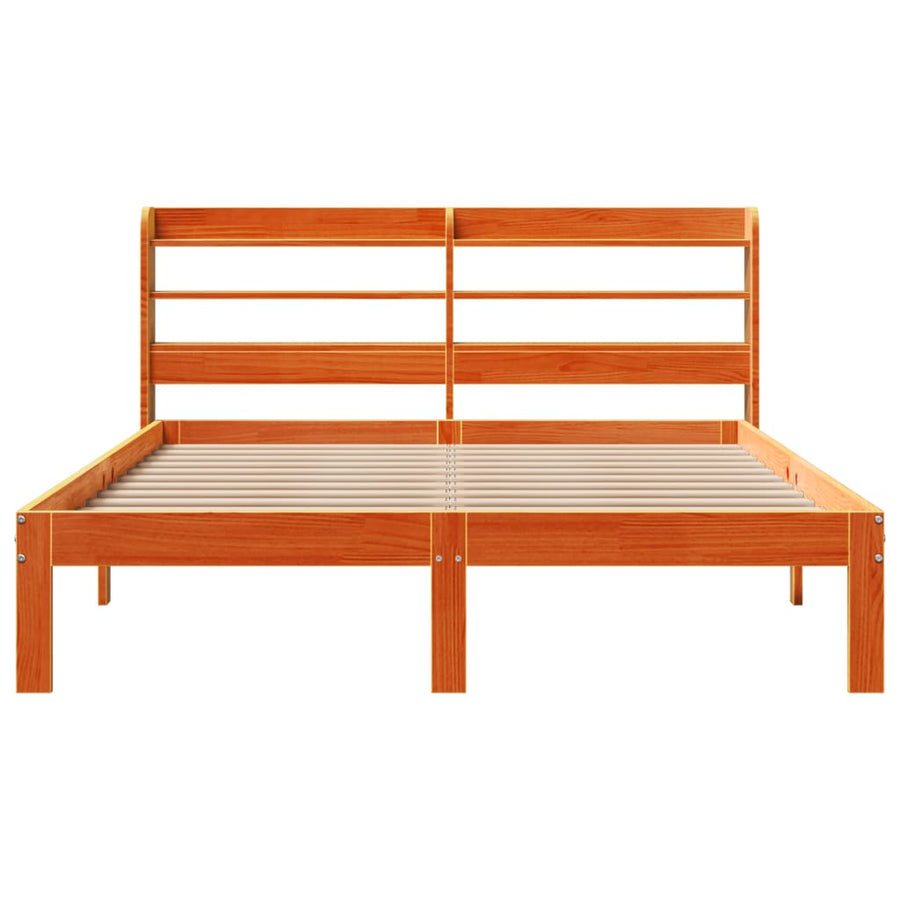 Bedframe zonder matras massief grenenhout wasbruin 120x190 cm