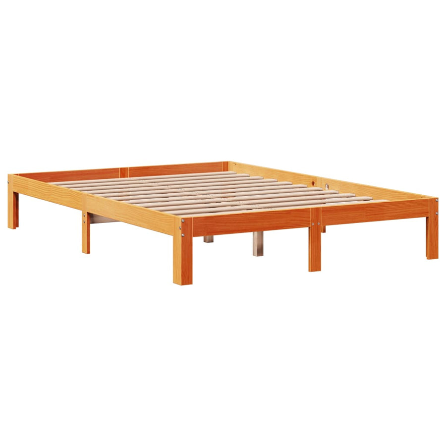 Bedframe zonder matras massief grenenhout wasbruin 120x190 cm