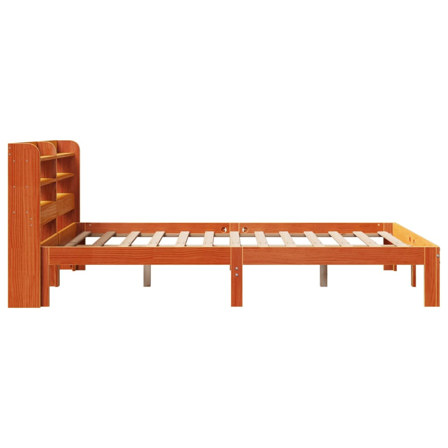 Bedframe zonder matras massief grenenhout wasbruin 120x190 cm