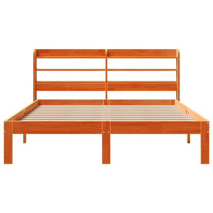 Bedframe zonder matras massief grenenhout wasbruin 135x190 cm