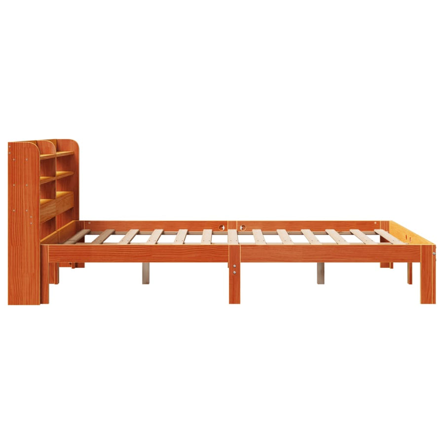 Bedframe zonder matras massief grenenhout wasbruin 135x190 cm