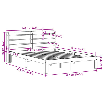 Bedframe zonder matras massief grenenhout wasbruin 135x190 cm