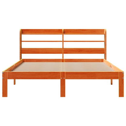 Bed met matras massief grenenhout wasbruin 140x190 cm