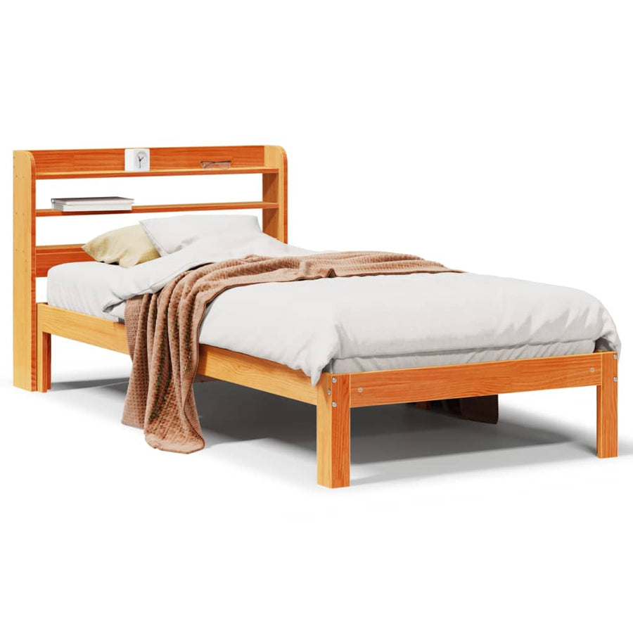 Bedframe zonder matras massief grenenhout wasbruin 100x200 cm
