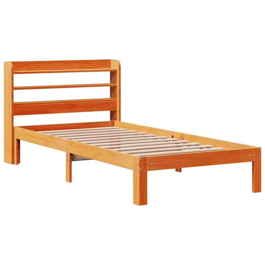 Bedframe zonder matras massief grenenhout wasbruin 100x200 cm