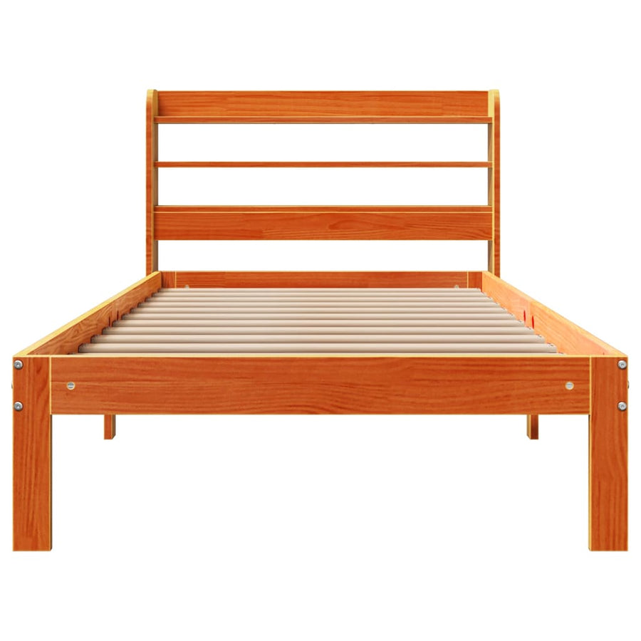 Bedframe zonder matras massief grenenhout wasbruin 100x200 cm