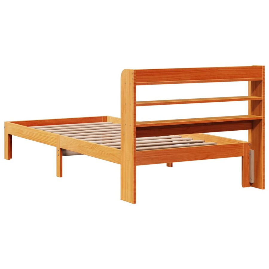 Bedframe zonder matras massief grenenhout wasbruin 100x200 cm