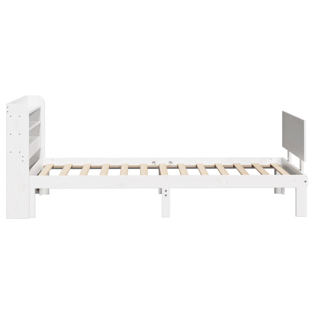 Bedframe met hoofdbord massief grenenhout wit 75x190 cm