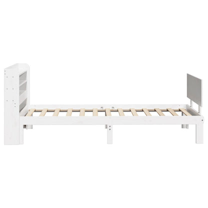 Bedframe met hoofdbord massief grenenhout wit 75x190 cm