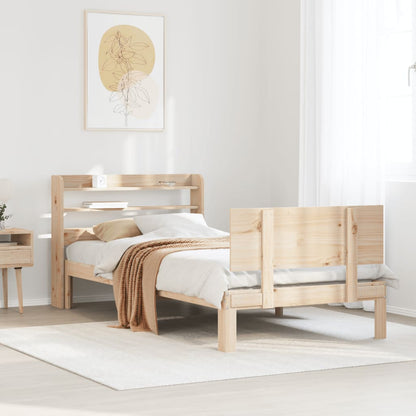 Bedframe met hoofdbord massief grenenhout 90x190 cm