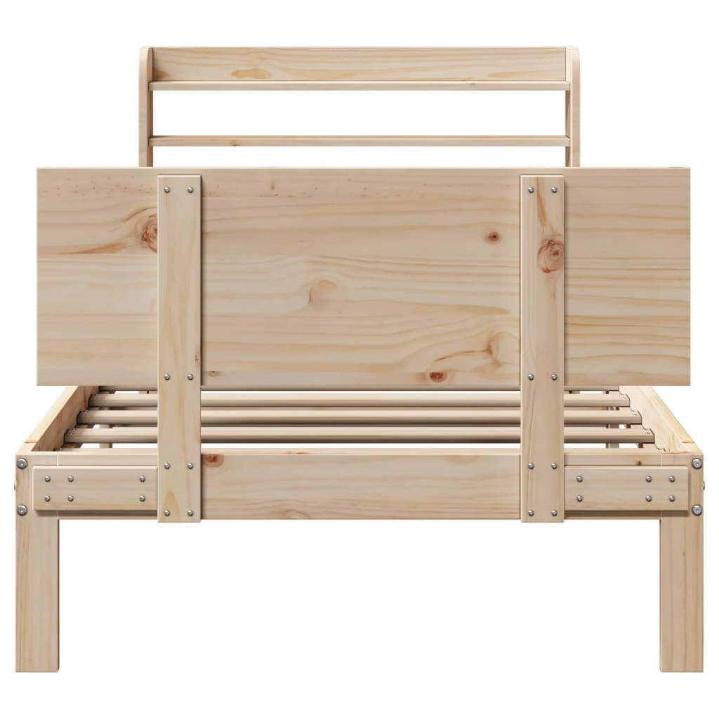Bedframe met hoofdbord massief grenenhout 90x190 cm