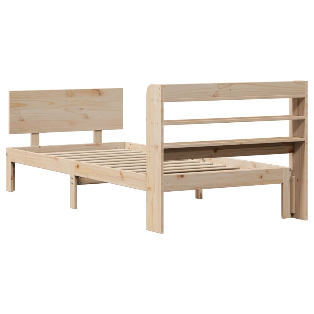 Bedframe met hoofdbord massief grenenhout 90x190 cm