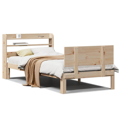 Bedframe met hoofdbord massief grenenhout 90x190 cm