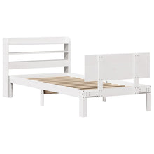 Bedframe met hoofdbord massief grenenhout wit 90x190 cm