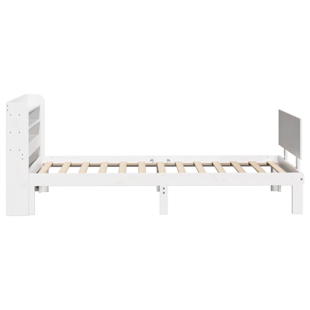 Bedframe met hoofdbord massief grenenhout wit 90x190 cm