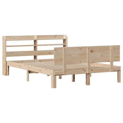 Bedframe met hoofdbord massief grenenhout 135x190 cm