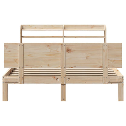 Bedframe met hoofdbord massief grenenhout 135x190 cm