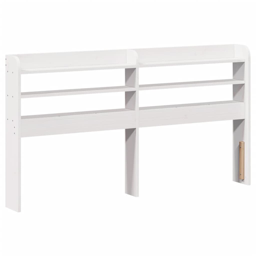 Bedframe met hoofdbord massief grenenhout wit 135x190 cm