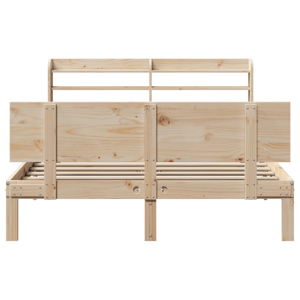 Bedframe met hoofdbord massief grenenhout 140x190 cm
