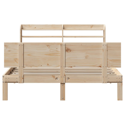 Bedframe met hoofdbord massief grenenhout 140x190 cm