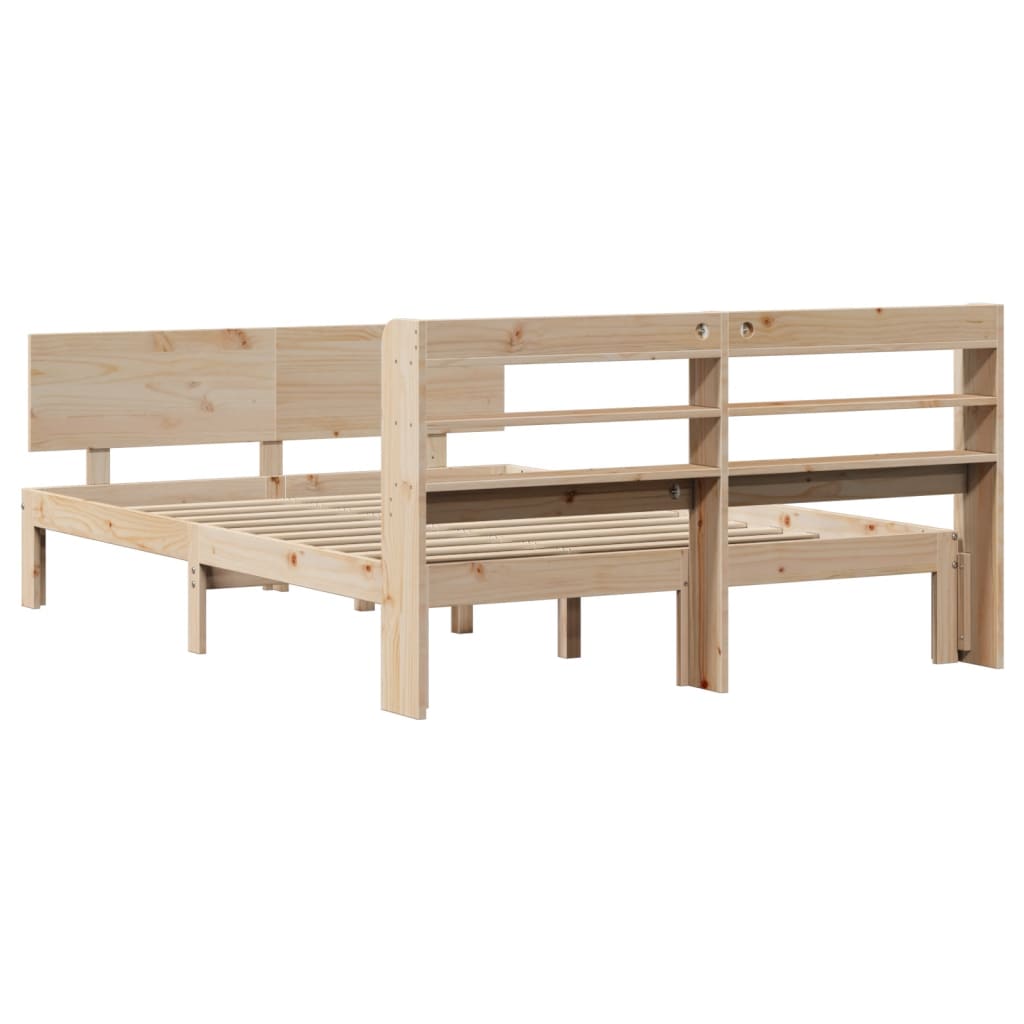 Bedframe met hoofdbord massief grenenhout 140x190 cm