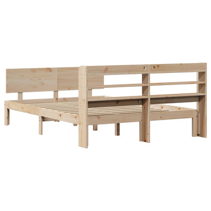 Bedframe met hoofdbord massief grenenhout 140x190 cm