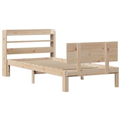 Bedframe met hoofdbord massief grenenhout 90x200 cm
